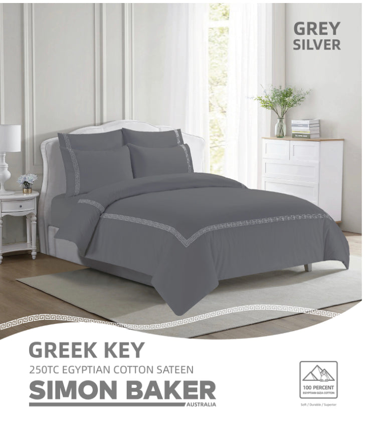 Greek Key 250 Thread  Duvet Cover