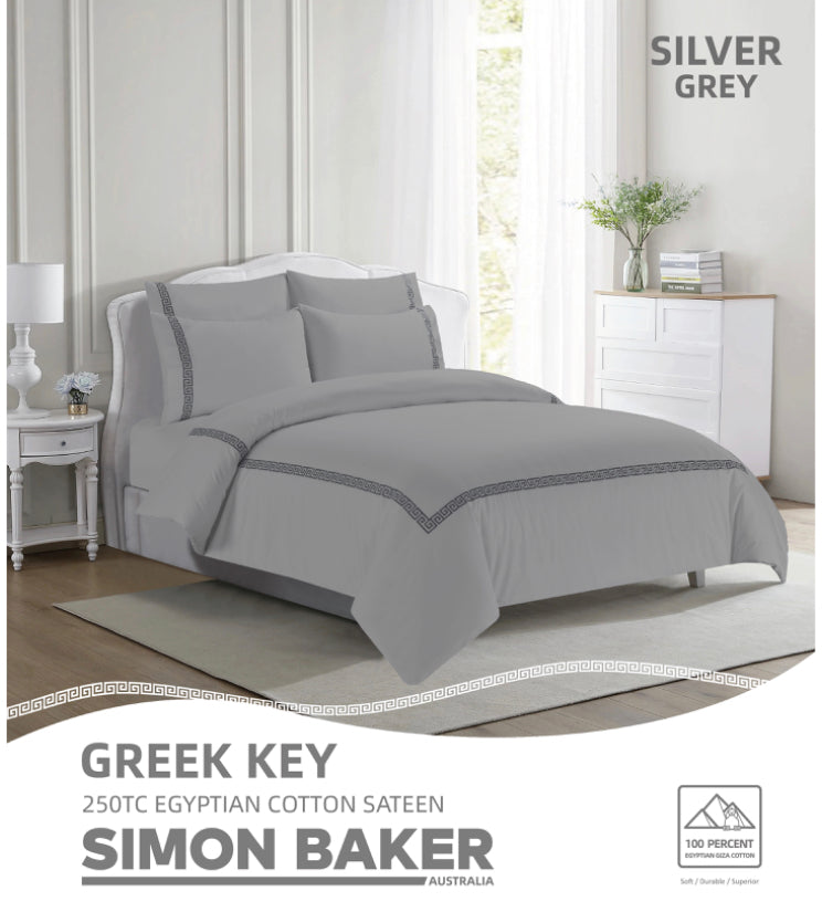 Greek Key 250 Thread  Duvet Cover