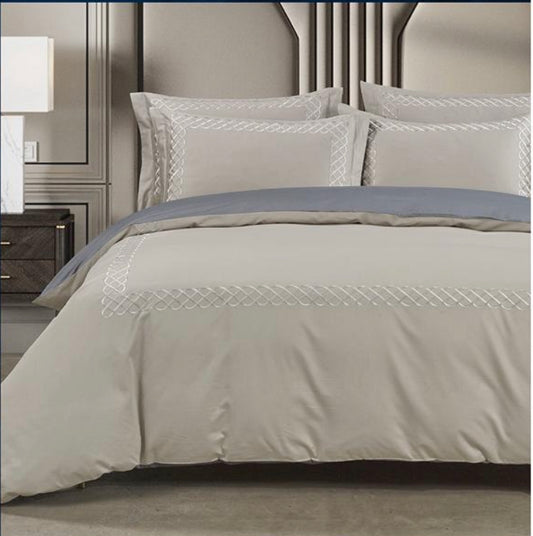 Elle Silver/Grey Duvet Cover – 400 Thread Count Egyptian Cotton Bedding
