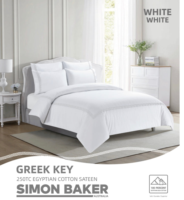 Greek Key 250 Thread  Duvet Cover