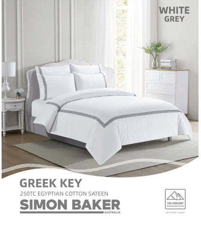 Greek Key 250 Thread  Duvet Cover