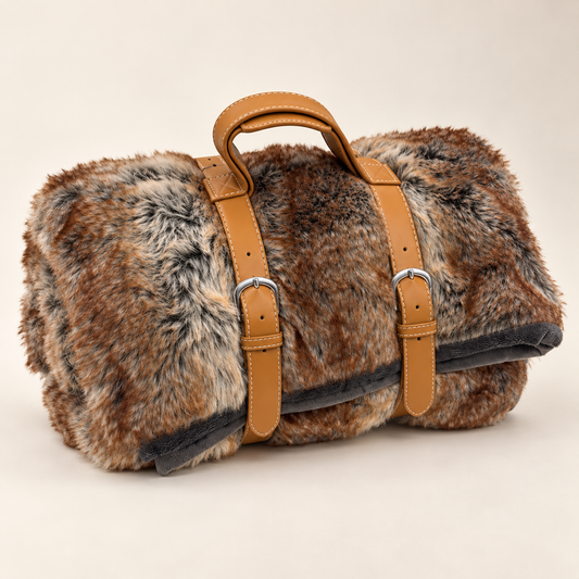 Black/Caramel Faux Fur Blanket