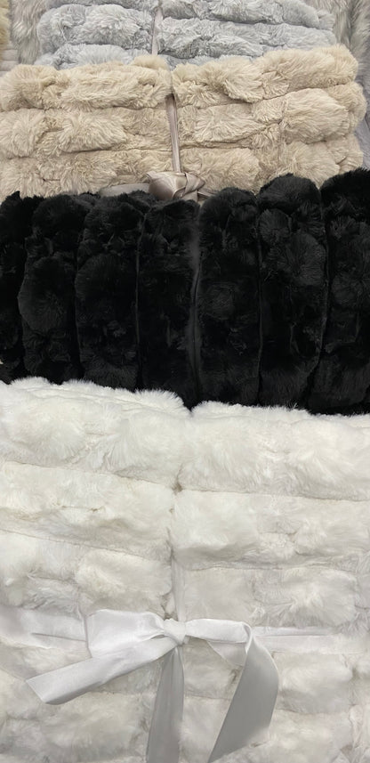 Faux Fur Ribbed Blanket