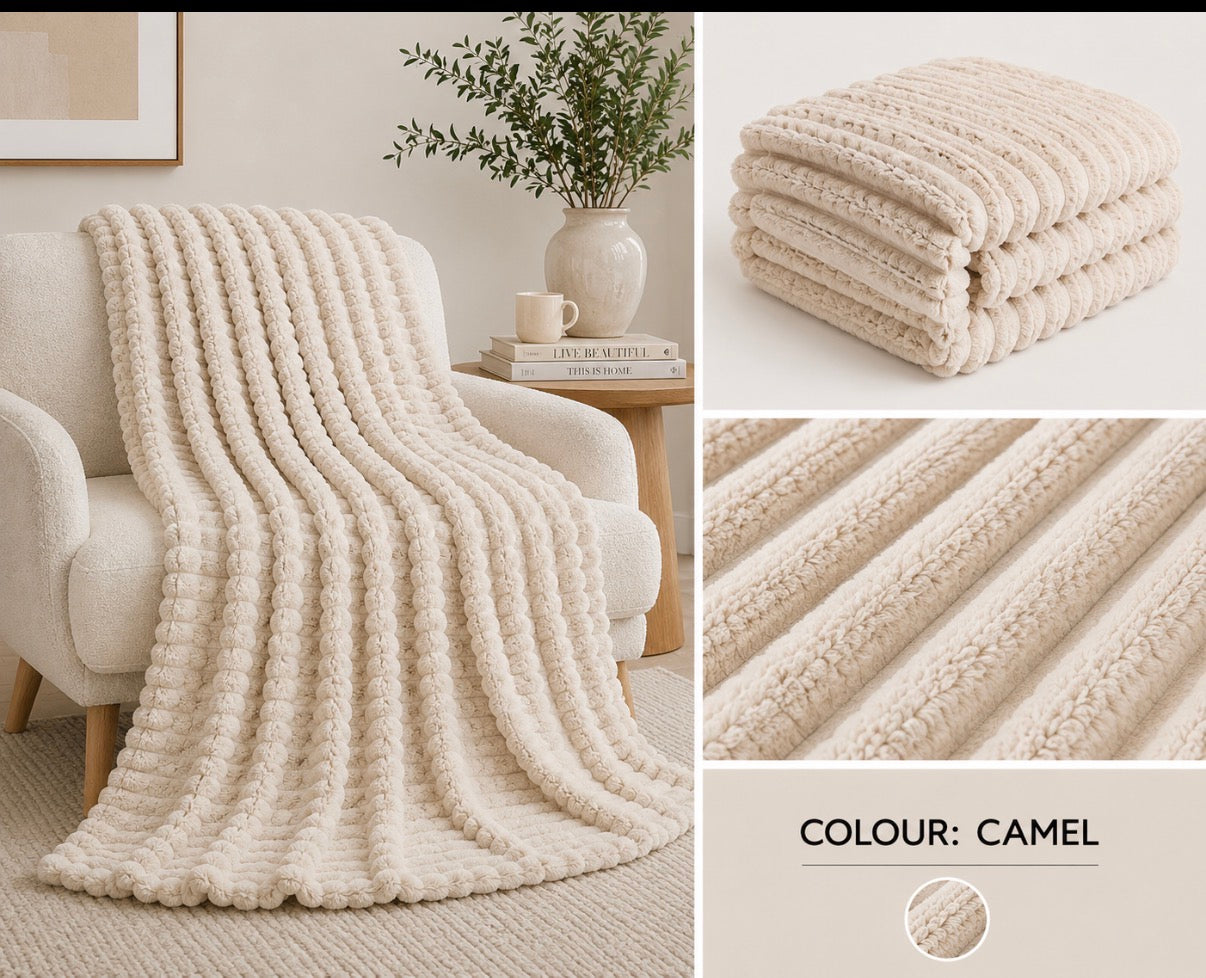 Ribbed Faux Fur Blanket