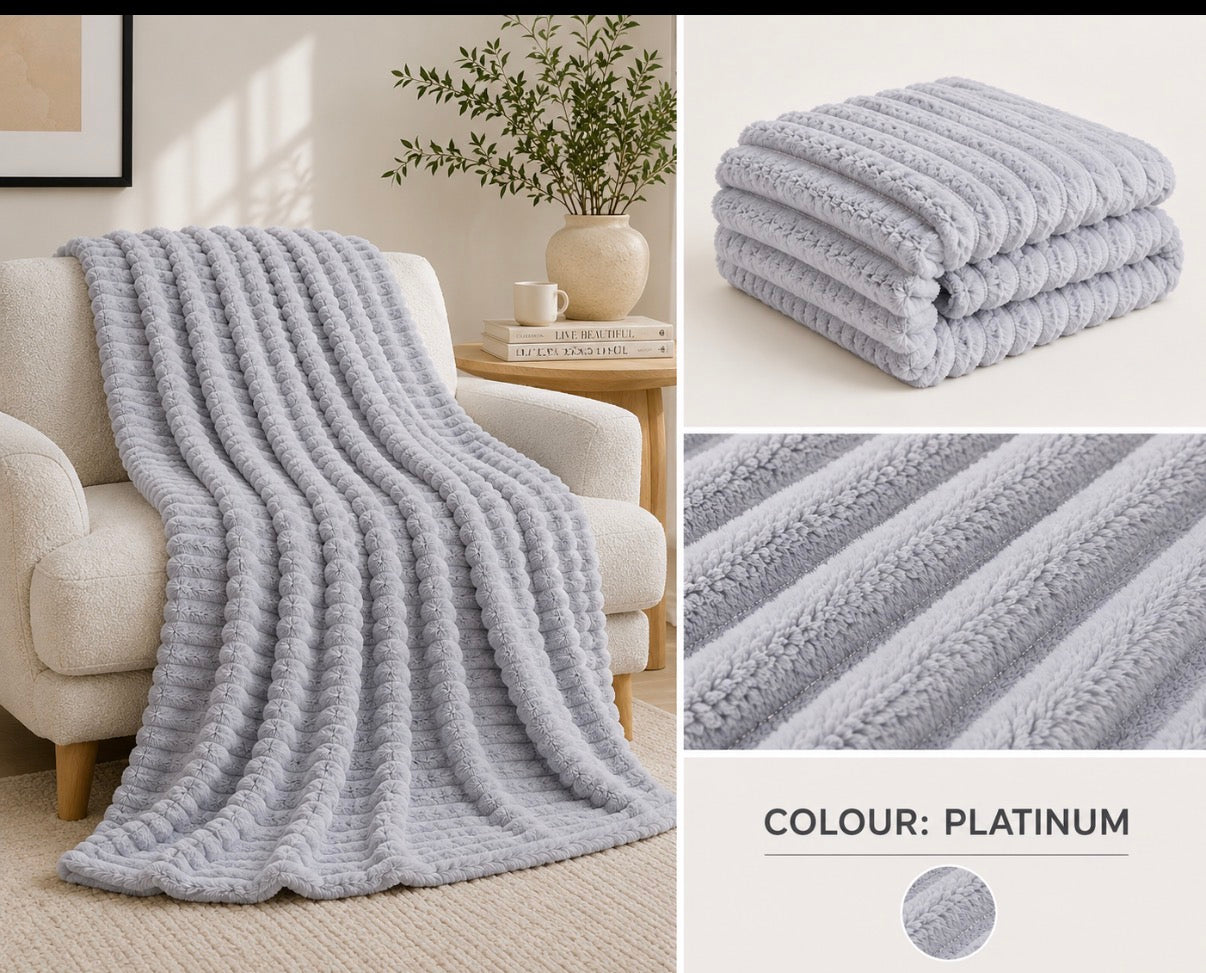 Ribbed Faux Fur Blanket