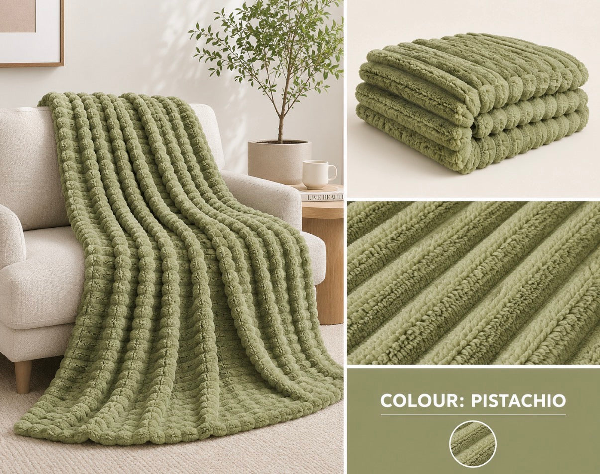 Ribbed Faux Fur Blanket
