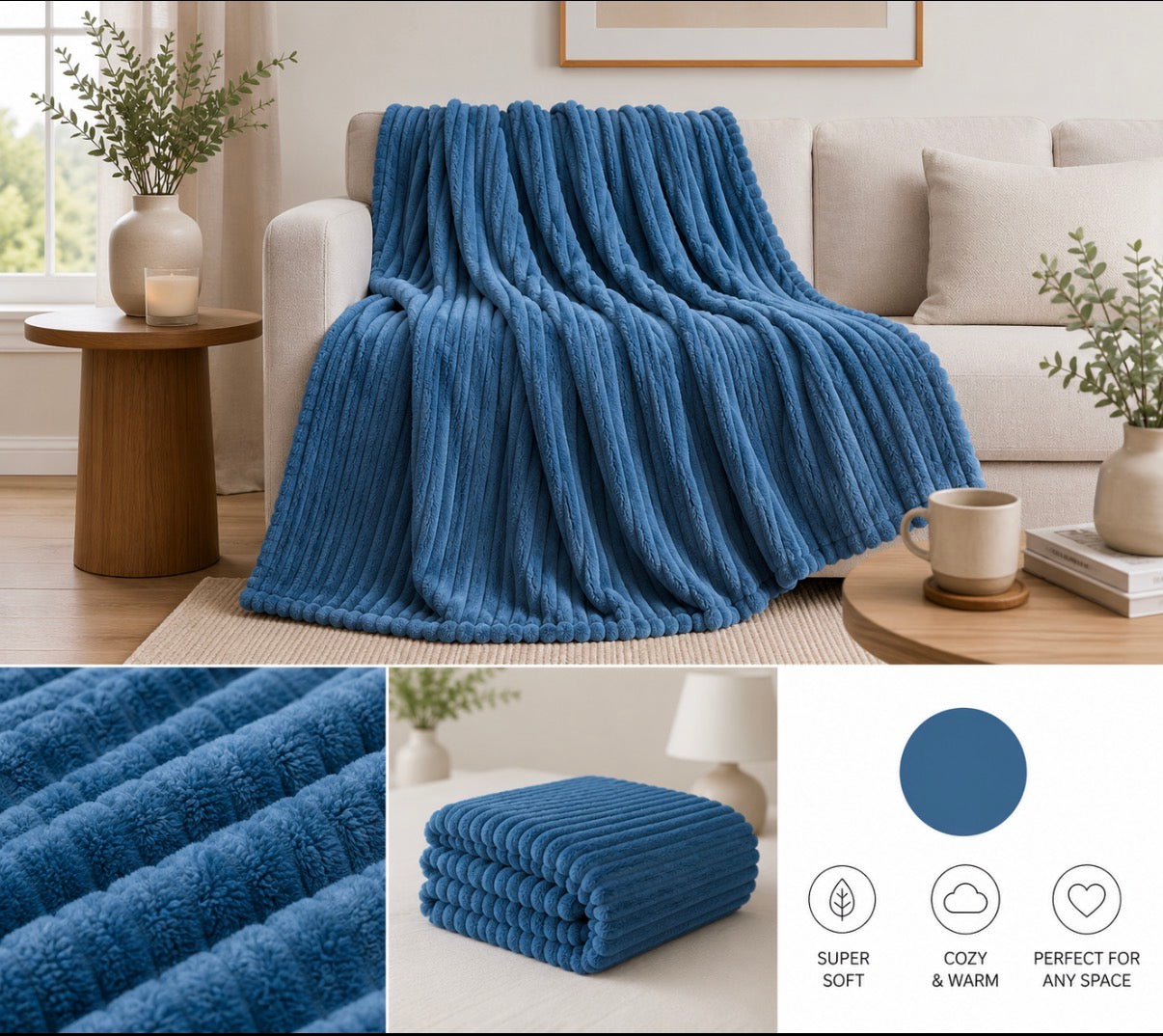 Ribbed Faux Fur Blanket