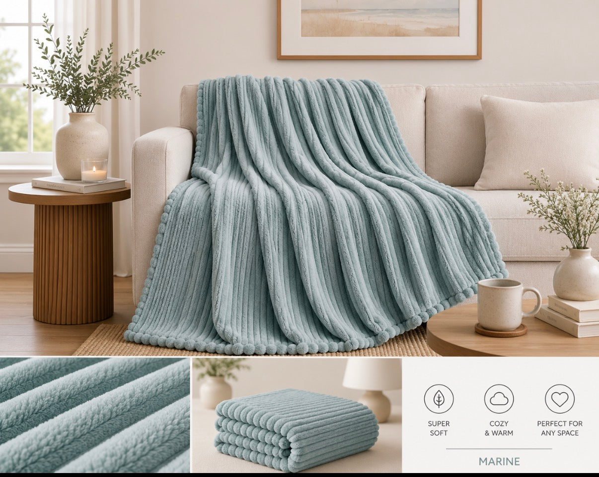 Ribbed Faux Fur Blanket