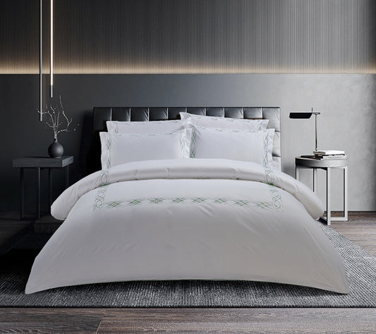 Donato White/ Duck Egg Duvet Cover