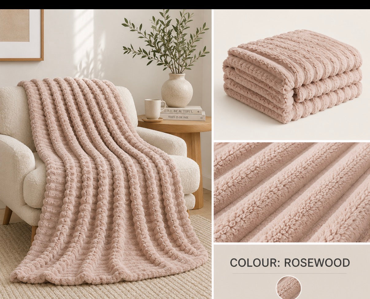 Ribbed Faux Fur Blanket