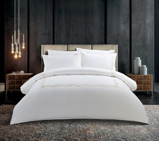 Liana White Duvet Cover