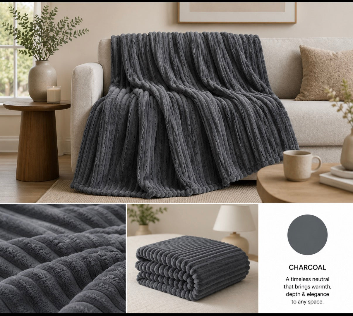 Ribbed Faux Fur Blanket