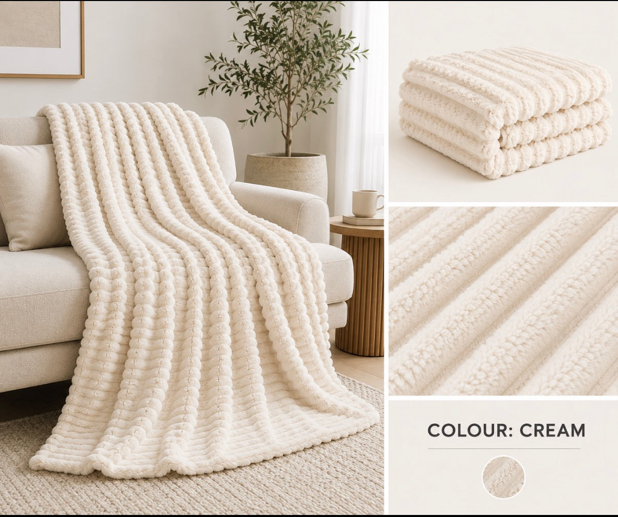 Ribbed Faux Fur Blanket