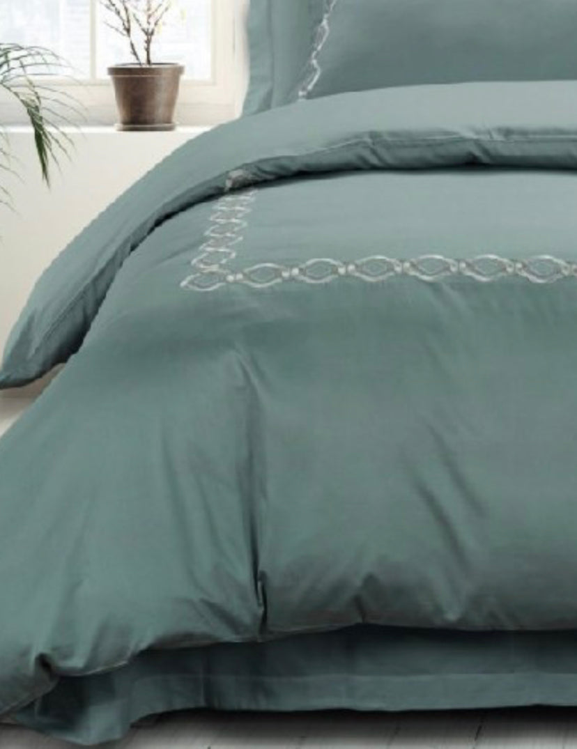 Victoria Embroided Duck Egg Duvet Cover