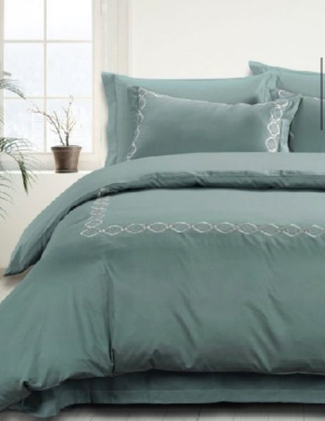 Victoria Embroided Duck Egg Duvet Cover