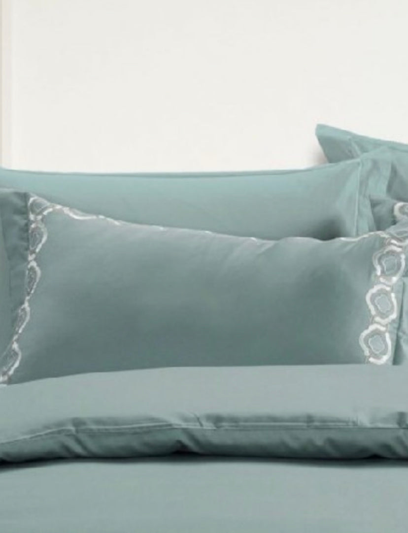 Victoria Embroided Duck Egg Duvet Cover